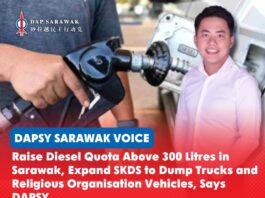 Raise diesel quota above 300 litres in Sarawak, expand SKDS to dump trucks and religious organisation vehicles, says DAPSY Roderick Wong calls for a higher diesel subsidy quota and expanded SKDS coverage for Sarawak.