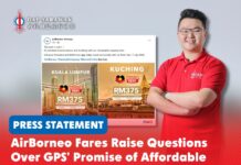 AirBorneo fares raise questions over GPS’ promise of affordable air travel George Lam, DAPSY Sarawak Secretary, says AirBorneo should introduce more affordable and flexible fares for Sarawakians and deliver on the Sarawak government's promise of lower airfares.