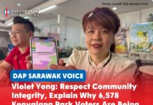 Violet Yong: Respect Community Integrity, explain why 6,578 Kenyalang Park voters are being moved Violet Yong has called on the Election Commission (EC) to respect Community Integrity in the proposed Sarawak electoral redelineation and explain why 6,578 Kenyalang Park voters are proposed to be transferred to the newly created Tabuan Jaya constituency.