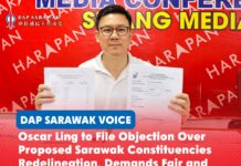 Oscar Ling to file objection over proposed Sarawak constituencies redelineation, demands fair and transparent boundaries Oscar Ling said he will file an objection against the proposed redelineation constituencies, urging the Election Commission to ensure fair representation and respect existing administrative and community boundaries.