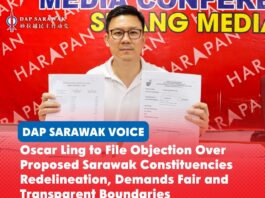 Oscar Ling to file objection over proposed Sarawak constituencies redelineation, demands fair and transparent boundaries Oscar Ling said he will file an objection against the proposed redelineation constituencies, urging the Election Commission to ensure fair representation and respect existing administrative and community boundaries.
