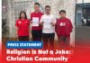 Religion is not a joke: Christian community deserves respect (From left to right) DAPSY Sarawak Treasurer Lesley Chong, Secretary George Lam, Deputy Chief Soo Tien Ren, and Publicity Secretary Daphne Chong lodged a report at the Sekama police station.