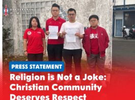 Religion is not a joke: Christian community deserves respect (From left to right) DAPSY Sarawak Treasurer Lesley Chong, Secretary George Lam, Deputy Chief Soo Tien Ren, and Publicity Secretary Daphne Chong lodged a report at the Sekama police station.