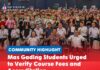 Mas Gading students urged to verify course fees and accreditation Mordi with recipients of the 2026 Mas Gading Further Studies Incentive, now in its fifth year, with RM135,500 allocated to 271 recipients.