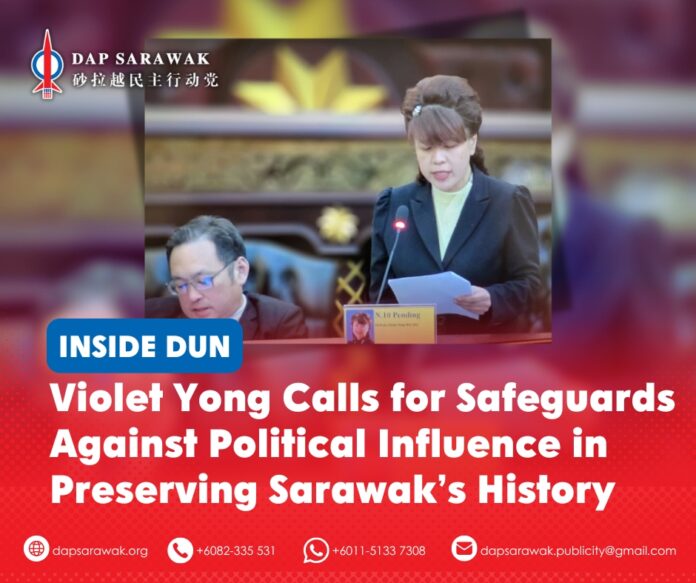 Violet Yong speaks during the debate on the Sarawak State Library (Amendment) Bill 2026, calling for greater transparency and safeguards in preserving the state’s historical heritage.