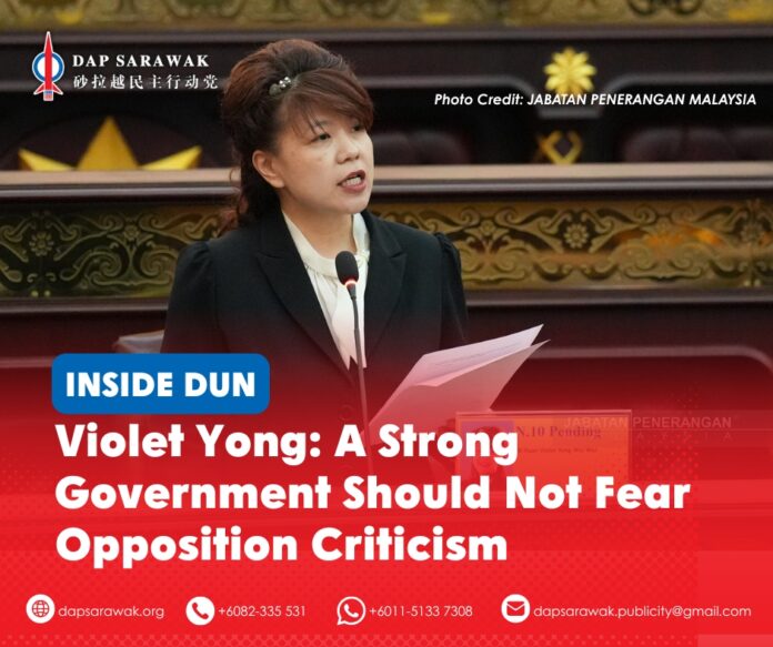 151026_DAPSWK_Violet Chong Suspension ADUN for Pending Violet Yong speaks against the motion to suspend ADUN for Padungan Chong Chieng Jen, warning that GPS must respect opposition voices and the people’s right to demand accountability.