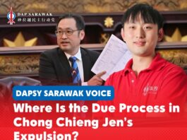 Where is the due process in Chong Chieng Jen’s expulsion? Chong Hong Hien calls on the Sarawak Assembly Speaker and state government to explain how due process was upheld in the expulsion of ADUN for Padungan Chong Chieng Jen, who was absent when the motion was tabled and dealt with.