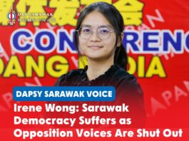 Irene Wong: Sarawak democracy suffers as opposition voices are shut out DAPSY Sarawak Vice Chief Irene Wong Lee Ting criticises the suspension and removal of opposition representatives from the Sarawak State Legislative Assembly, warning of weakened democratic accountability.
