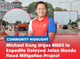 Michael Kong urges MBKS to expedite delayed Jalan Mendu flood mitigation project Michael Kong Feng Nian calls on MBKS to take immediate action to expedite the Jalan Mendu flood mitigation project and end prolonged disruption for road users.