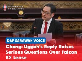Chong: Uggah’s reply raises serious questions over Falcon 8X lease ADUN for Padungan Chong Chieng Jen raises serious questions over the US$71.77 million Falcon 8X lease by Hornbill Skyways, including the absence of a tender process and concerns over governance and transparency.